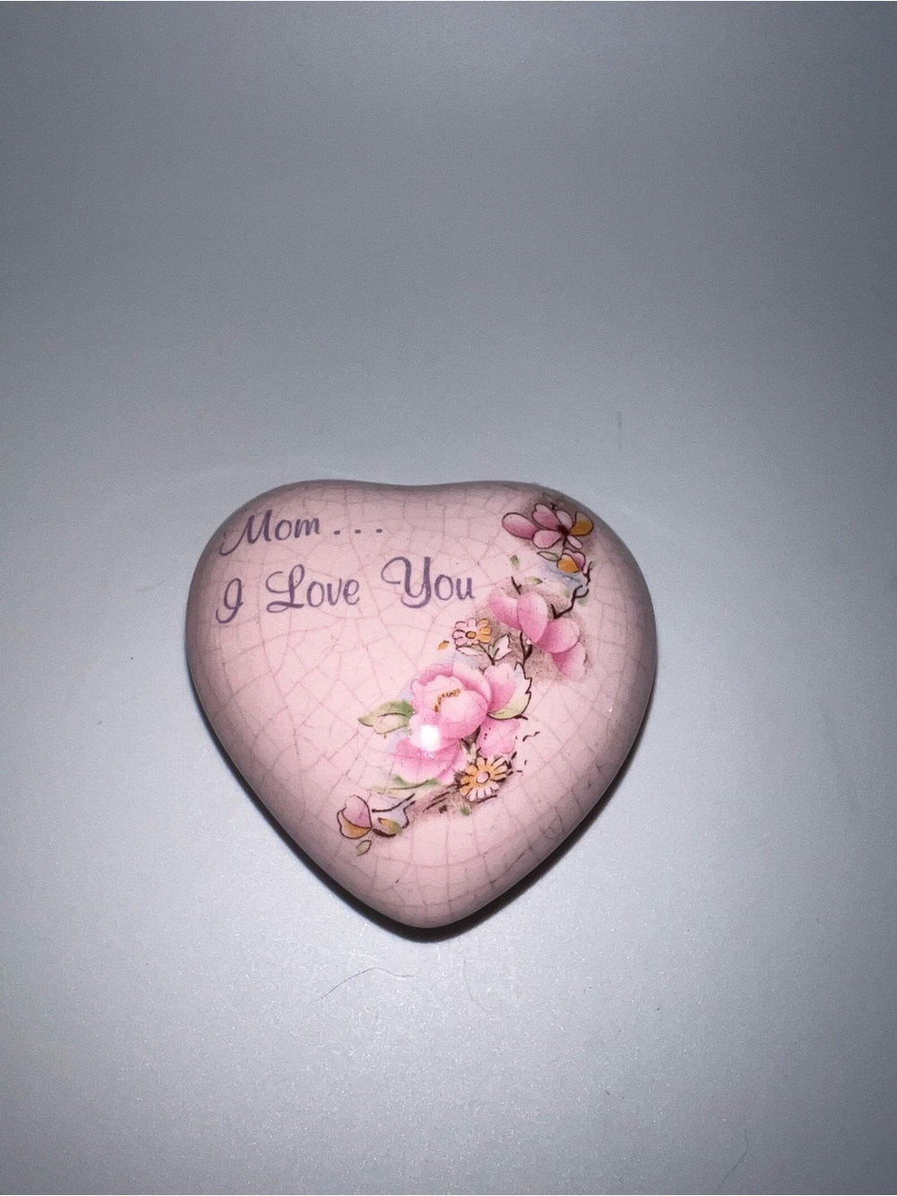 Russ Pink Heart-Shaped Trinket Box with Floral Design